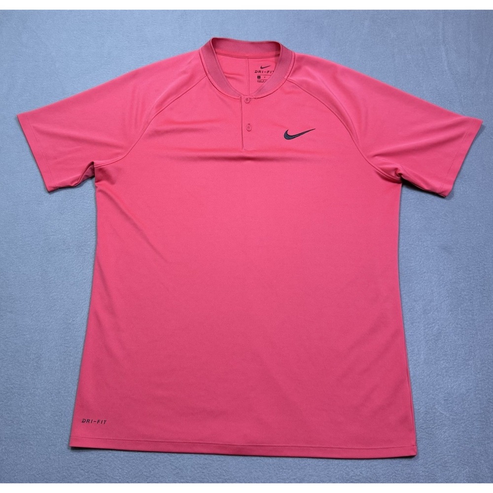 Nike Golf Shirt Mens L Magenta Blade Collar Dri-Fit Athletic Athleisure Active